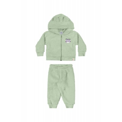 Conj. Jaqueta Tigresa com Capuz e Calça em Pelinho-Verde